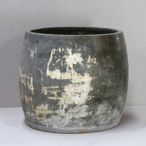 Green White Barrel Pot - D75cm x H65cm