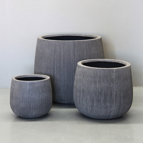 Rough Grey Vertical Stripe Sack Pot