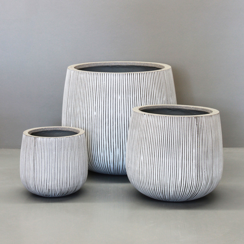 White Vertical Stripe Sack Pot