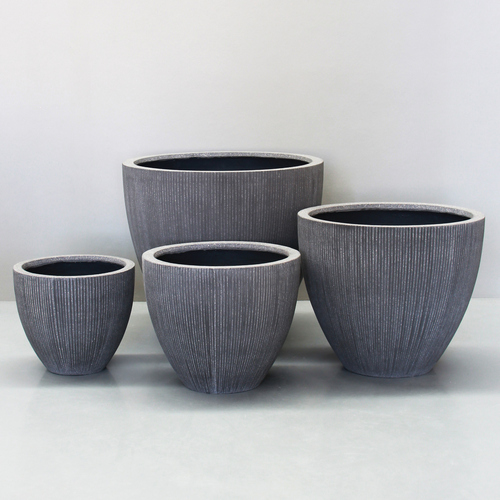 Rough Grey Vertical Stripe Egg Pot