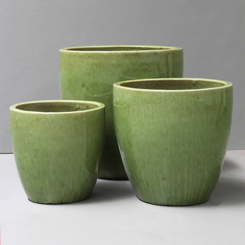 Crackle Green  Egg Pot